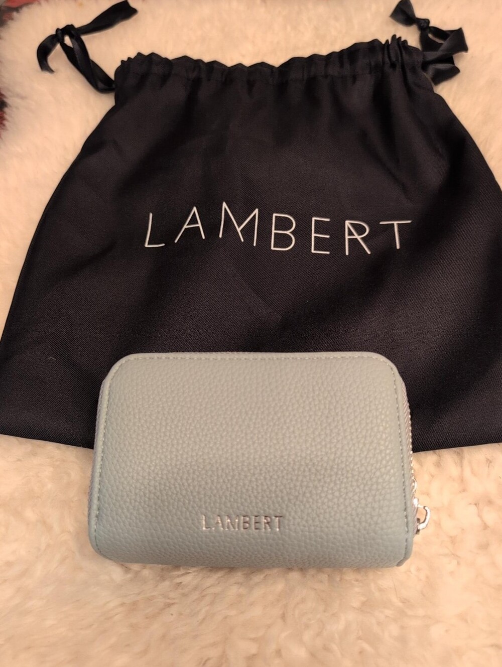 Lambert Grey Vegan Leather Zip Wallet with Dust Bag